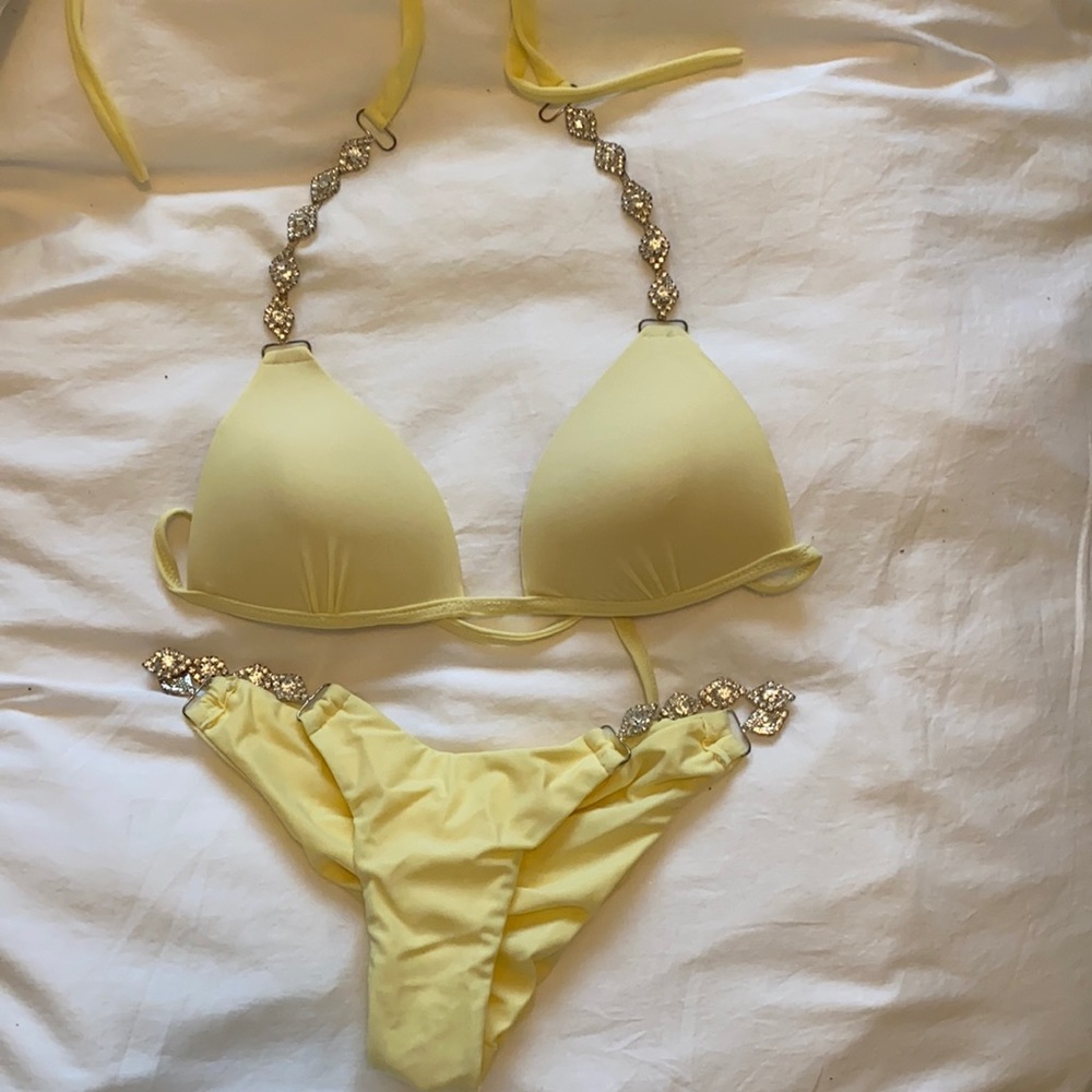 Pinkini Yellow Rhinestone Swimsuit